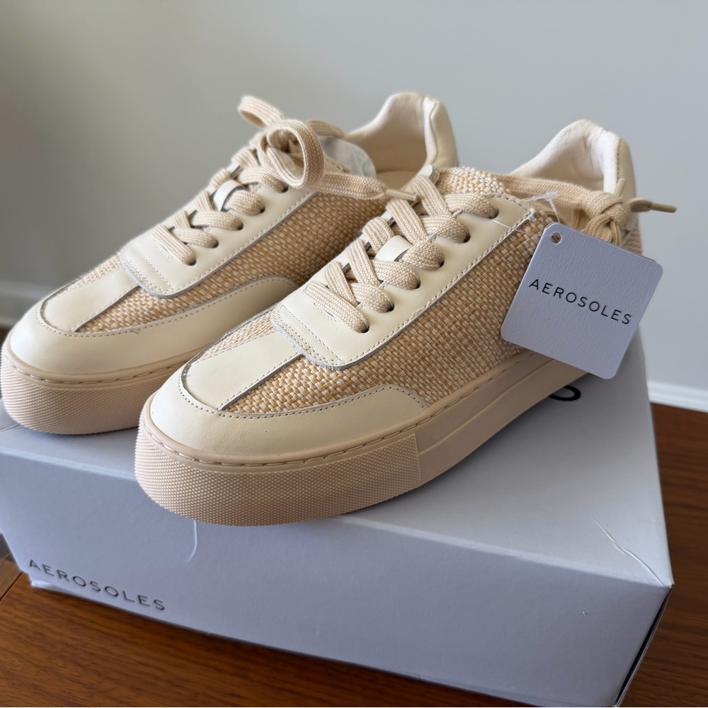 NEW AEROSOLES Bramston Sand Raffia Shoes size 7.5